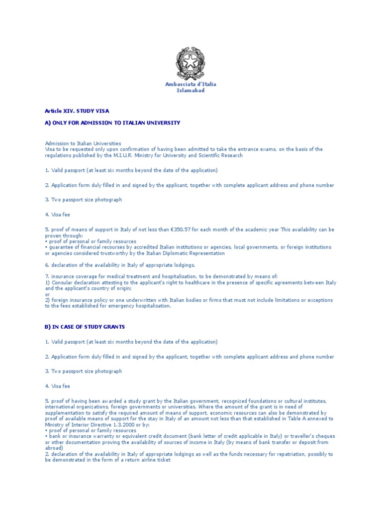 Italy Business Checklist Pdf Travel Visa Passport