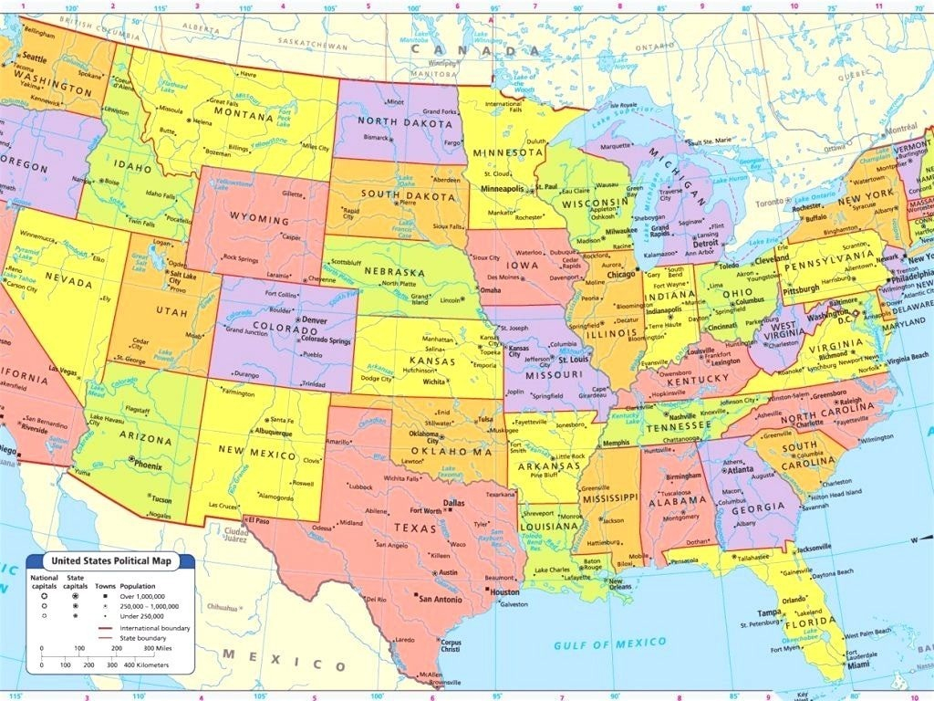 Large Physical Map Of The United States With Major Cities Usa United