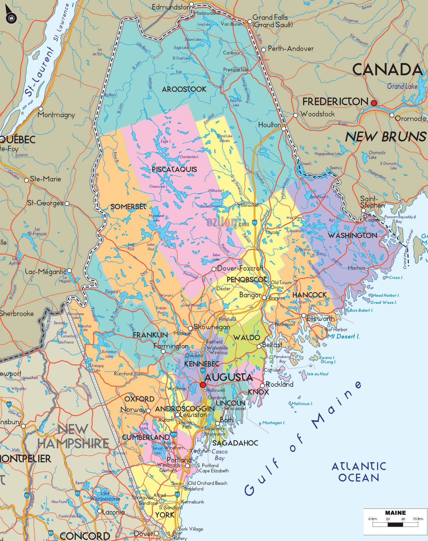 Map Of Maine With All Cities And Towns United States Map