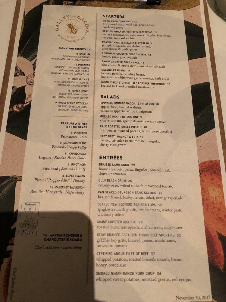 Menu At Galley Garden Restaurant Birmingham