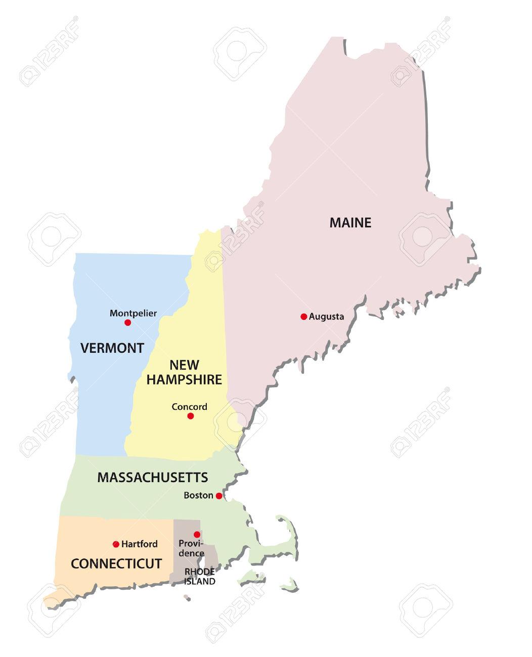 New England States Map Map Of New England States United States Of