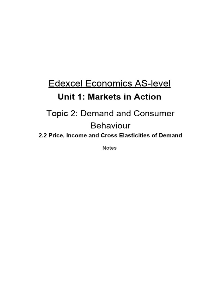 Price Income And Cross Elasticities Of Demand Edexcel Economics Revision