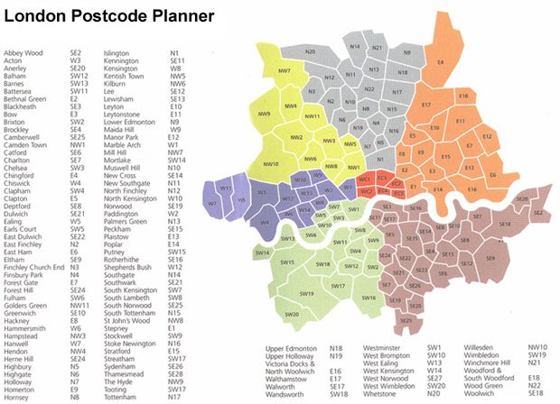 Uk London Postal Codes: Full Directory